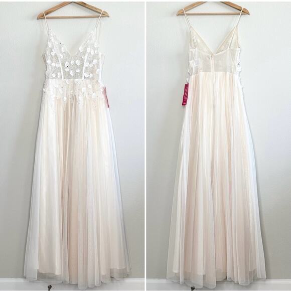 NWT Gianni Binni Floral Lace Tulle Maxi Dress Size Small (Juniors 5) Ivory - Picture 5 of 8